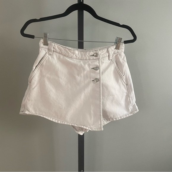 Miou Muse Button Front White Denim Skort Size Medium - Picture 1 of 5